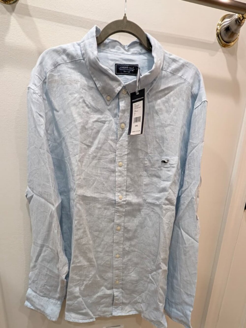 Vineyard Vines Classic Fit Solid Linen Shirt Mens XXL Ice Water NWT